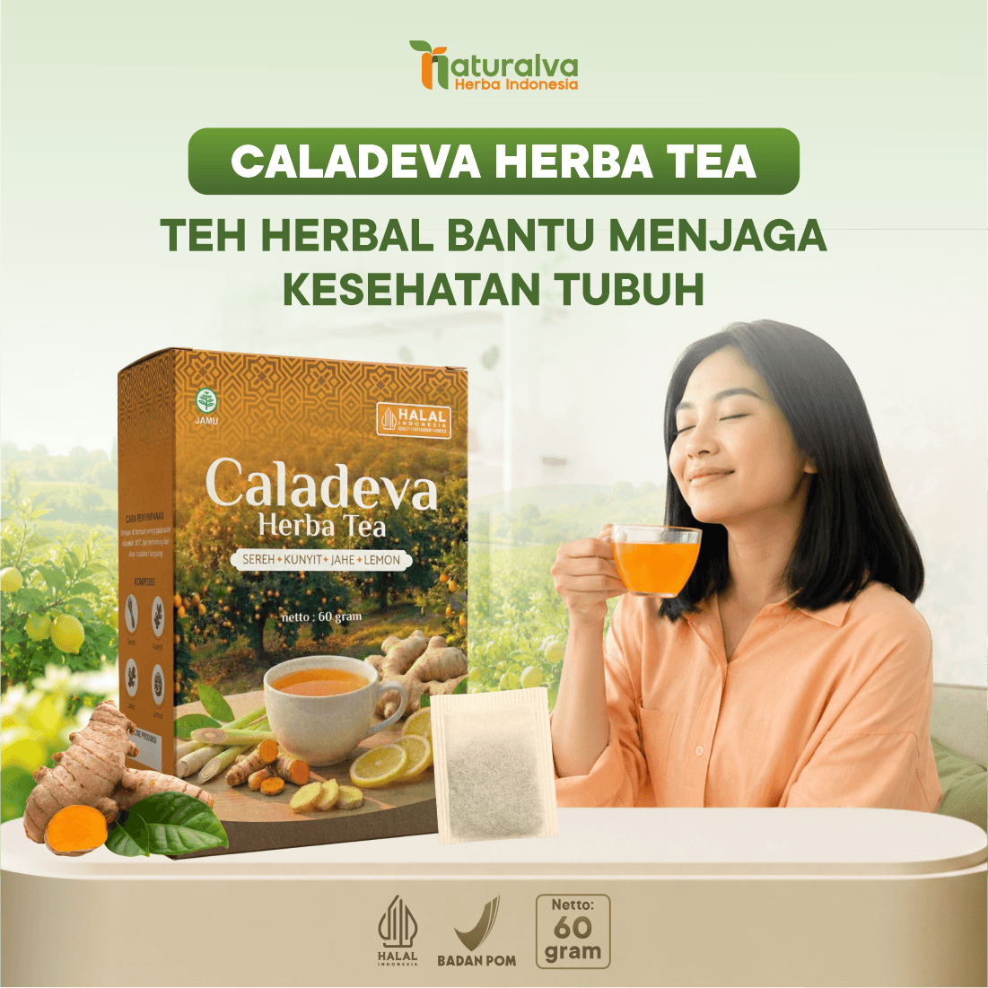 Caladeva Herba Tea Membantu Menjaga Kesehatan Tubuh Perut Kembung
