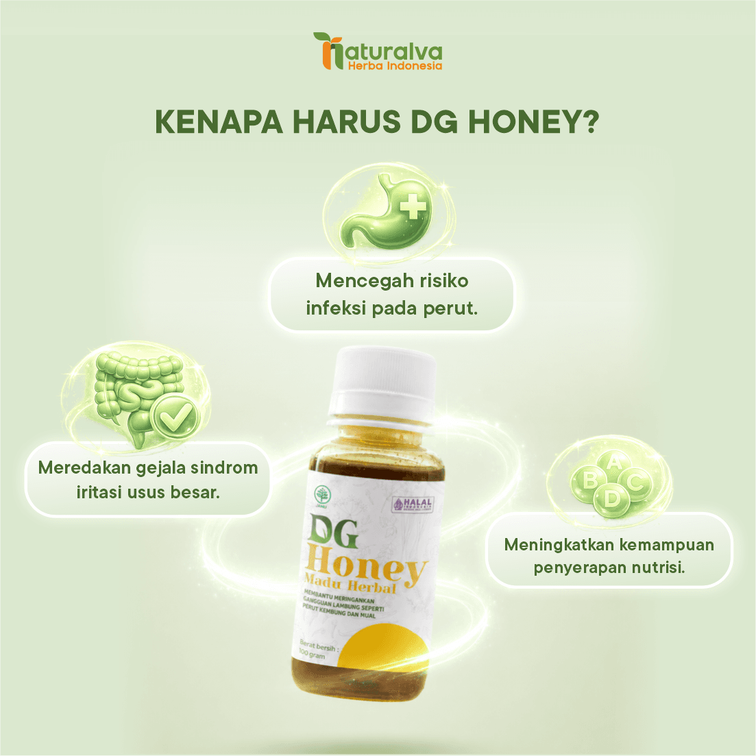 DETOGREEN HONEY Solusi Herbal Saat Perut Terasa Kembung & Tidak Nyaman 100 Gram 3