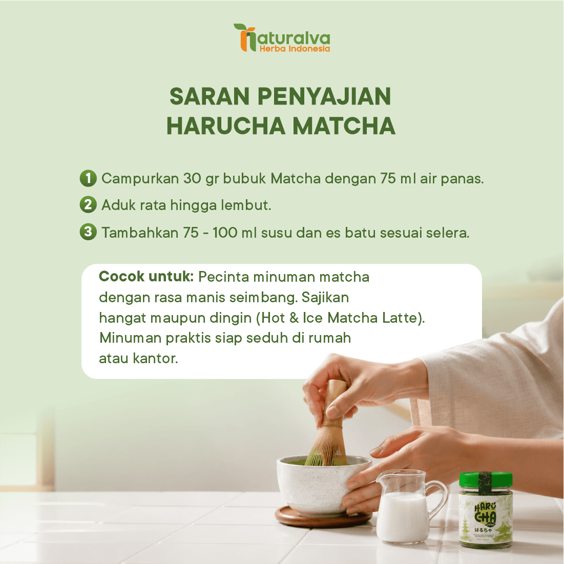Harucha Matcha Minuman Premium dari Gula Stevia Alami 50 Gram 5