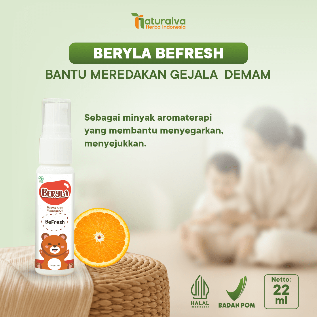 BERYLA BeFresh Soothing Massage Essential Oil Baby 22ml