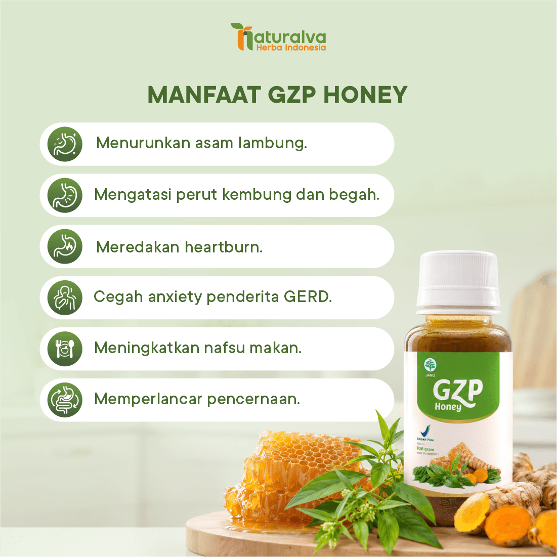 Gerd Zero Pro / GZP Honey Madu Herbal Solusi Asam Lambung Gerd Anxiety 106 Gram 3