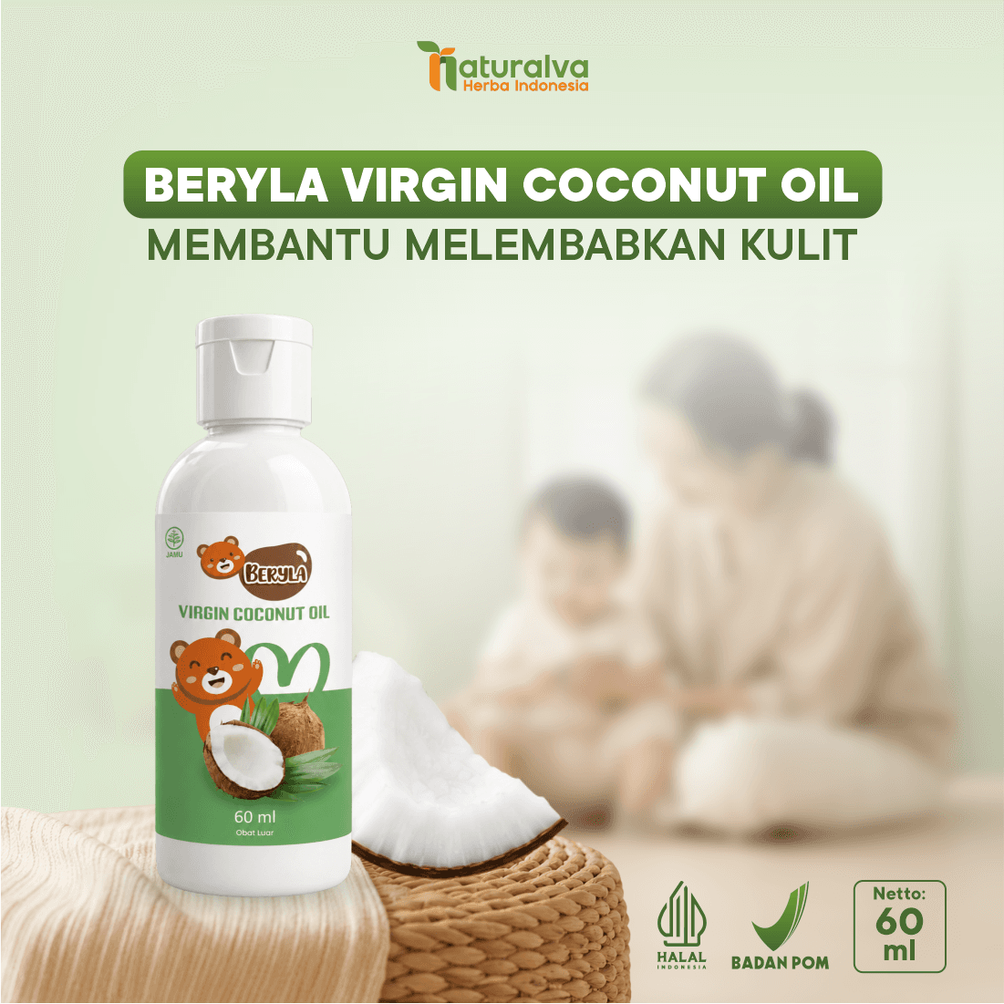 BERYLA VCO Virgin Coconut Oil Minyak Kelapa Murni Asli untuk Bayi 60ml