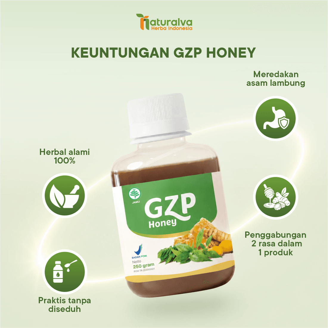 Gerd Zero Pro / GZP Honey Madu Herbal Solusi Asam Lambung Gerd Anxiety 250 Gram 4