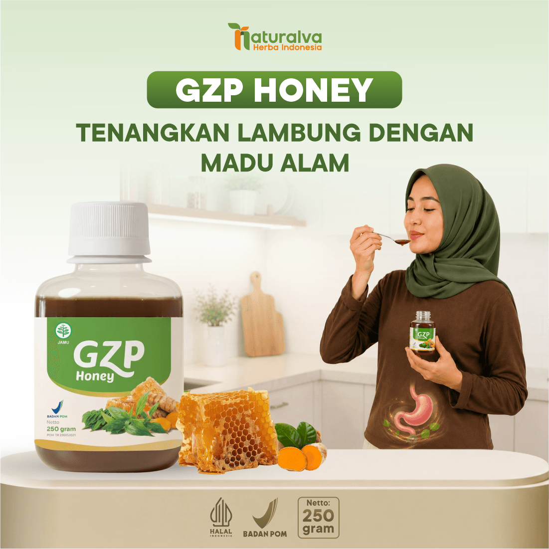 Gerd Zero Pro / GZP Honey Madu Herbal Solusi Asam Lambung Gerd Anxiety 250 Gram