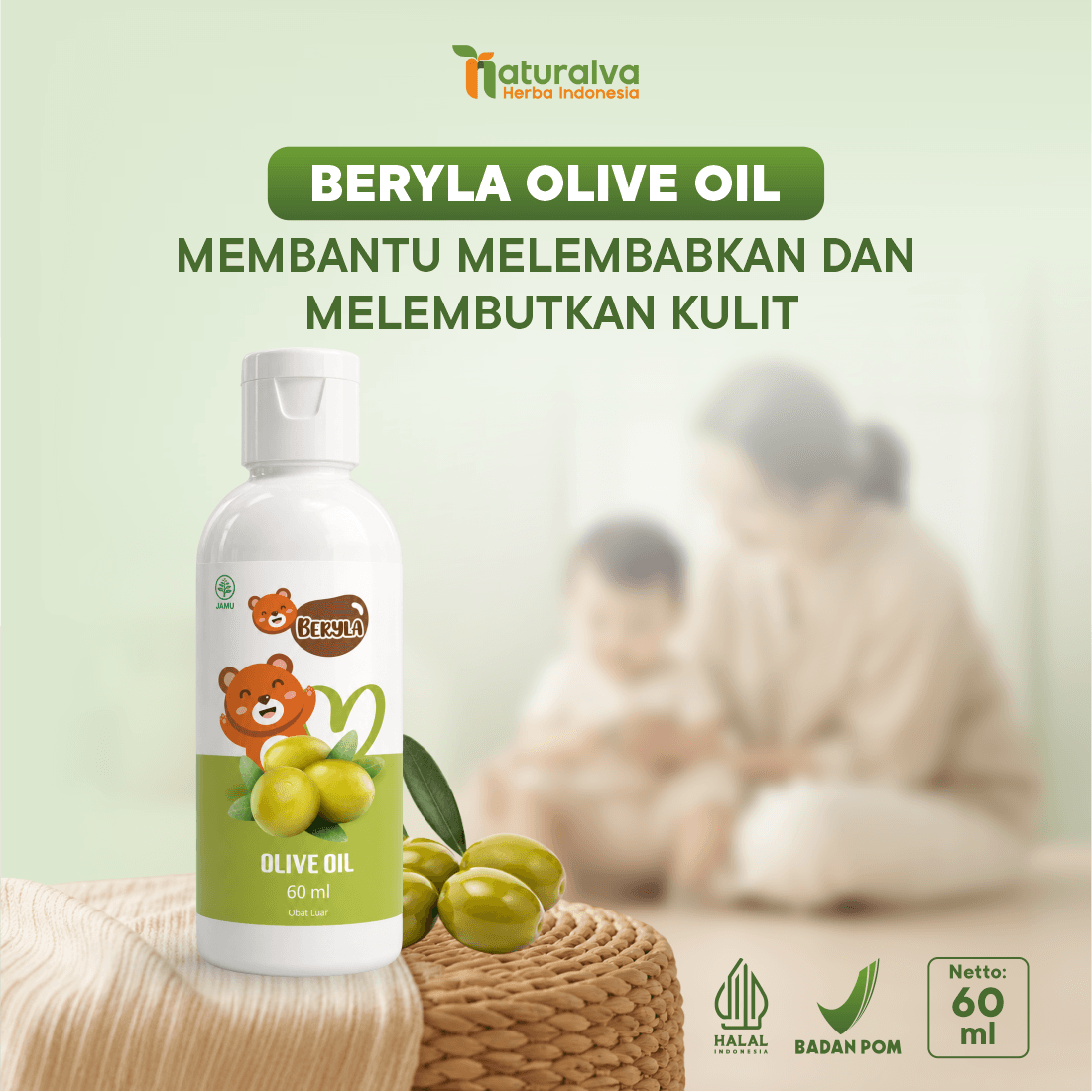 BERYLA VOO Virgin Olive Oil Minyak Zaitun Murni Asli untuk Bayi