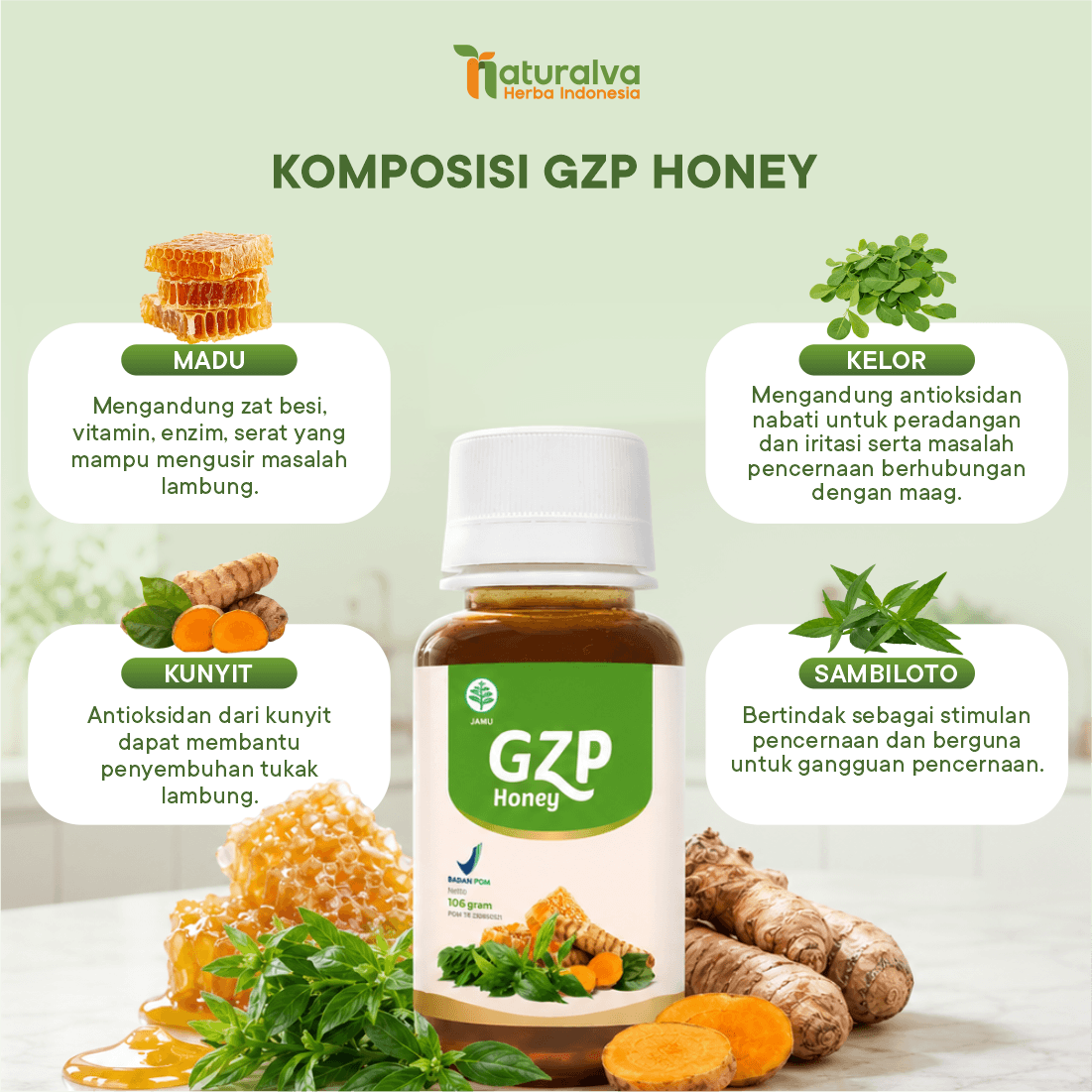 Gerd Zero Pro / GZP Honey Madu Herbal Solusi Asam Lambung Gerd Anxiety 106 Gram 5