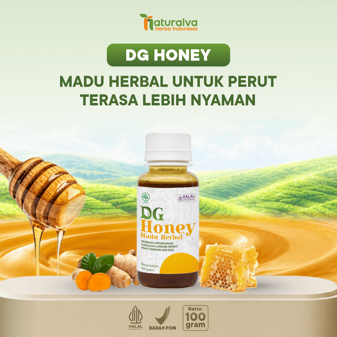 DETOGREEN HONEY Solusi Herbal Saat Perut Terasa Kembung & Tidak Nyaman 100 Gram