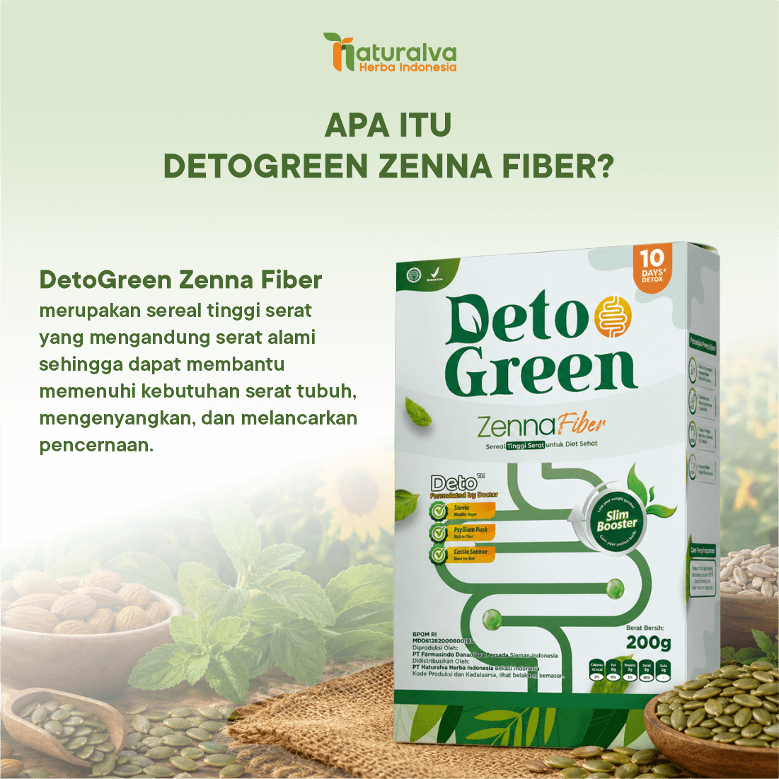 Detogreen Zenna Fiber Minuman Sereal Organik Bantu 2